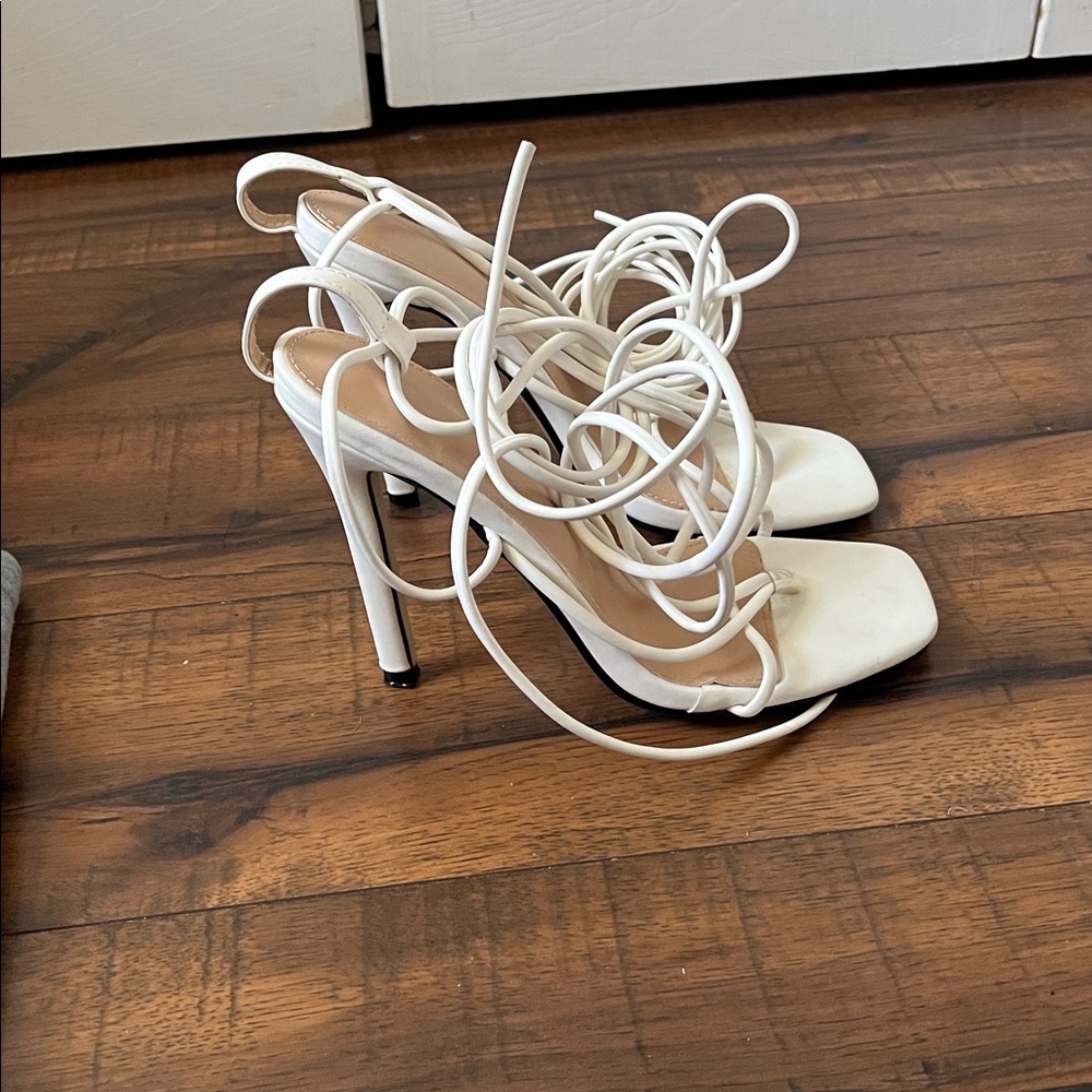 White Open Toe Heels